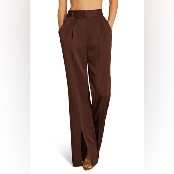 NWT Favorite Daughter Split Hem Wide Leg Pants In Chocolate - Picture 3 of 3